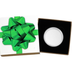 SilverTowne Natural Kraft Paper Gift Box with Green Bow Box Sleeve 